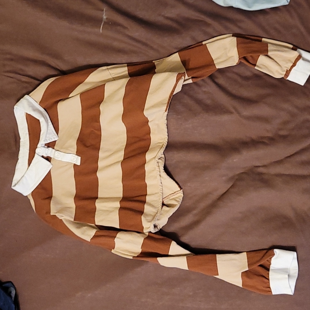 Stripped Long Sleeve Cropped Shirt